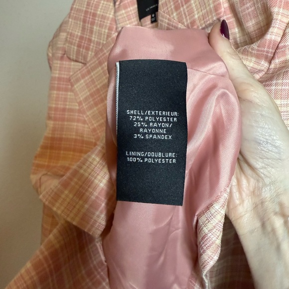 7 for All Mankind Pink Plaid Cropped Blazer - Picture 4 of 5